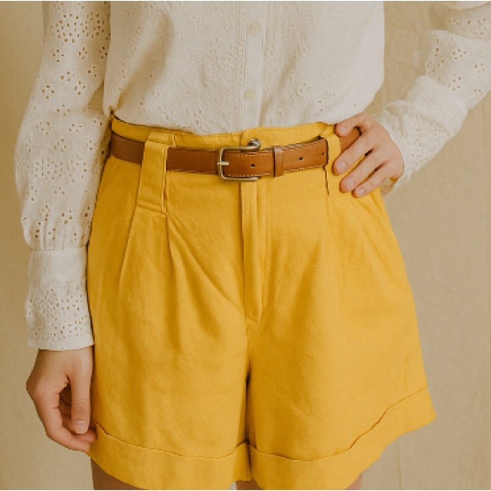 BUENO VISTA Vintage Linen and Cotton Blend High Waisted Pleated Shorts Size XS